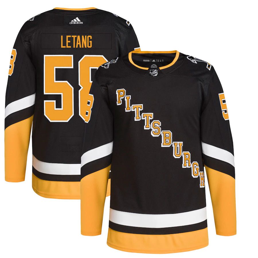 Men Pittsburgh Penguins 58 Kris Letang adidas Black Alternate Primegreen Authentic Pro Player NHL Jersey